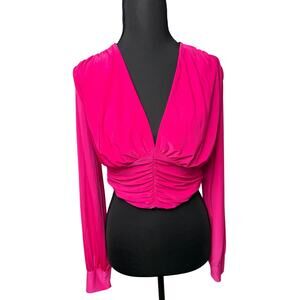 21 Saints Hot Pink Deep V Neck Women's Top SM? Barbiecore Baddie Club Party